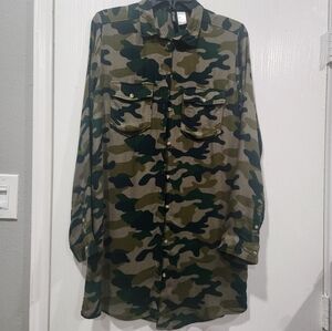 Divided Camouflage Button Down Shirt
